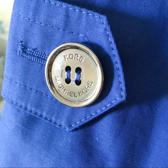 Michael Kors Blue Double Breasted Trench Coat - Picture 5 of 8